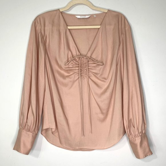 REBECCA TAYLOR Drawstring Blouse in Blush Sz 2 - Picture 2 of 9